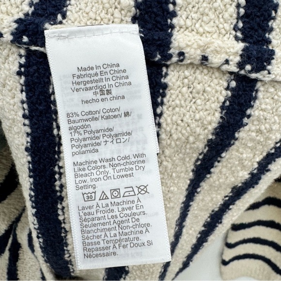 J. Crew Factory Cozy Rollneck Pullover Beach Sweater Striped Sz Medium blue - Picture 9 of 9
